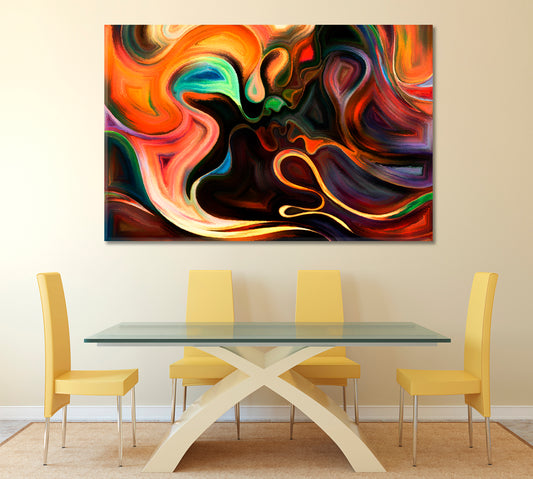 Feminine and Male Colorful Curves Game Abstract Art Print Artesty