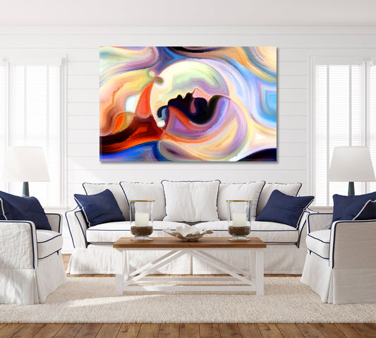 Human and Colorful Shapes Metaphorical Abstraction Contemporary Art Artesty