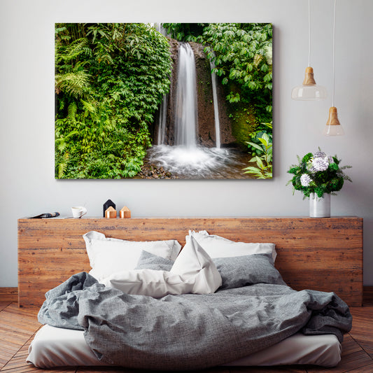 Tropical Jungle Rainforest Banyumala Twin Waterfalls Bali Tropical, Exotic Art Print Artesty