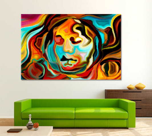 Composition of Human Features, Colors and Abstract Shapes Abstract Art Print Artesty 1 panel 24" x 16"