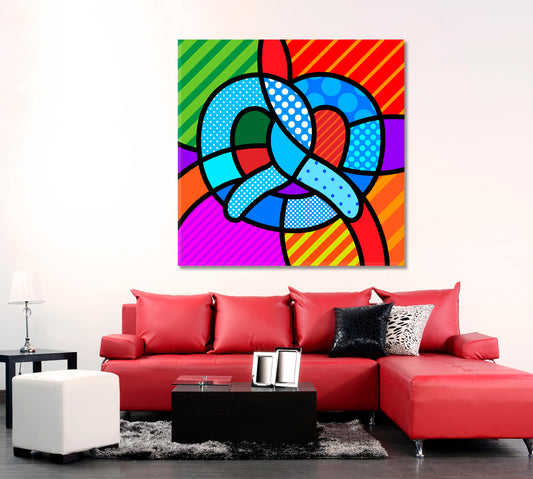 PRETZEL Pop Art Modern Design Typical Bavarian Geometric Symbol Pop Art Canvas Print Artesty