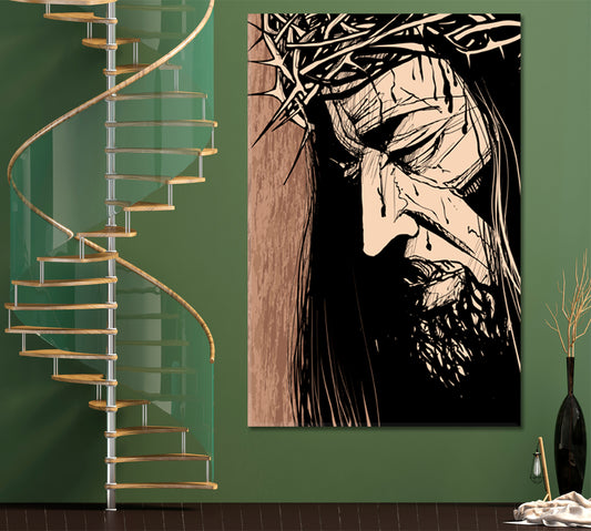 CHRIST'S FACE Jesus Christ Portrait Christian Religion Symbol - V Religious Modern Art Artesty