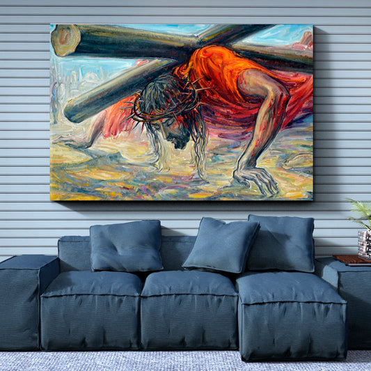 CROSS Jesus Christ Fine Art Religious Modern Art Artesty 1 panel 24" x 16"