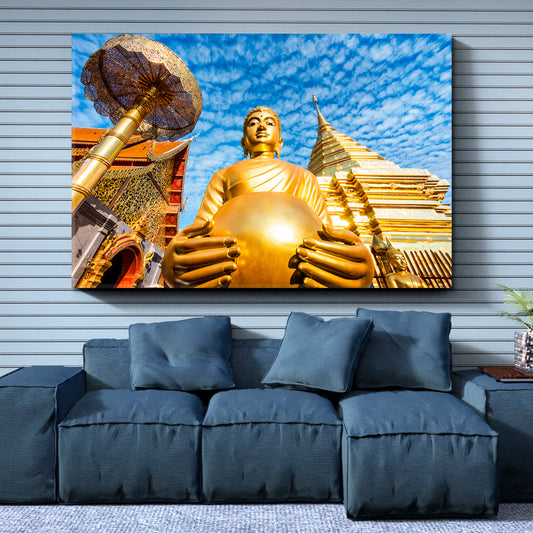 Wat Phra That Doi Suthep Buddhist Temple Chiang Mai Thailand Traveling Around Ink Canvas Print Artesty 1 panel 24" x 16"