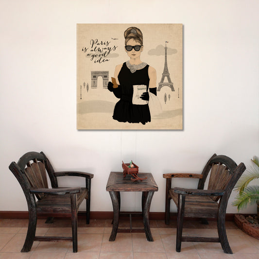 BREAKFAST IN PARIS Audrey Hepburn Fashion Woman Style Fashion Canvas Print Artesty