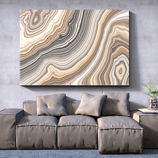 Beige Marble Pattern Curly Veins Abstract Soft Tones Abstract Art Print Artesty