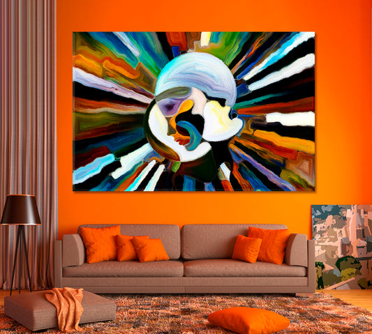 Think Different, Human Profiles Abstract Patterns And Colors Abstract Art Print Artesty 1 panel 24" x 16"