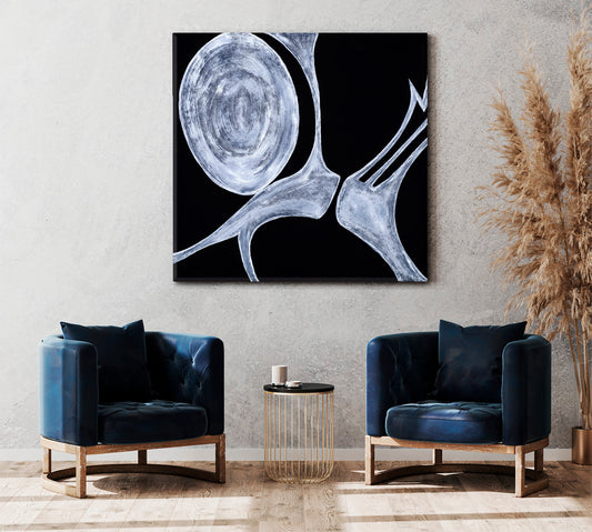 Black and White Modern Painting Contemporary Art Artesty