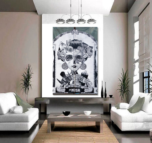 LA MUSA Montreal Urban Street Art Canvas Print - Vertical Street Art Canvas Print Artesty 1 Panel 16"x24"