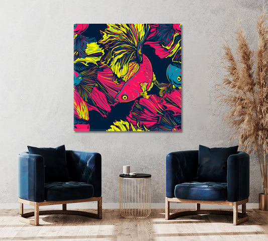 Abstract Colorful Fish Animals Canvas Print Artesty