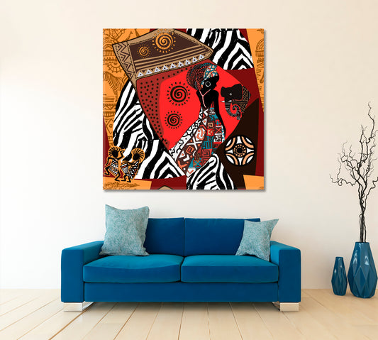 AFRICAN MOTIVES Ethnic Tribal Woman Abstract Modern Art Abstract Art Print Artesty