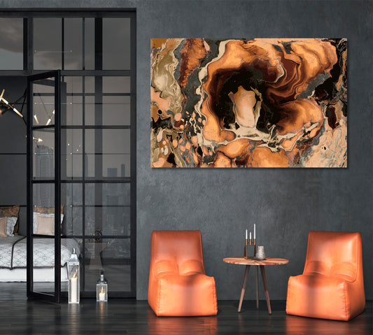 Abstract Marble Ebru Suminagashi Technique Fluid Art, Oriental Marbling Canvas Print Artesty 1 panel 24" x 16"