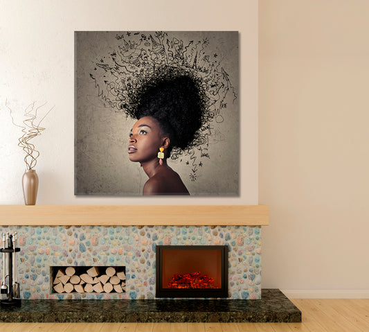 THOUGHTS Black Hair Beauty Photo Art Artesty