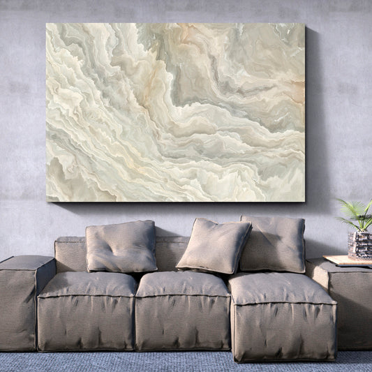 MARBLE Abstract White Onyx Wavy Pattern Natural Beauty Fluid Art, Oriental Marbling Canvas Print Artesty 1 panel 24" x 16"