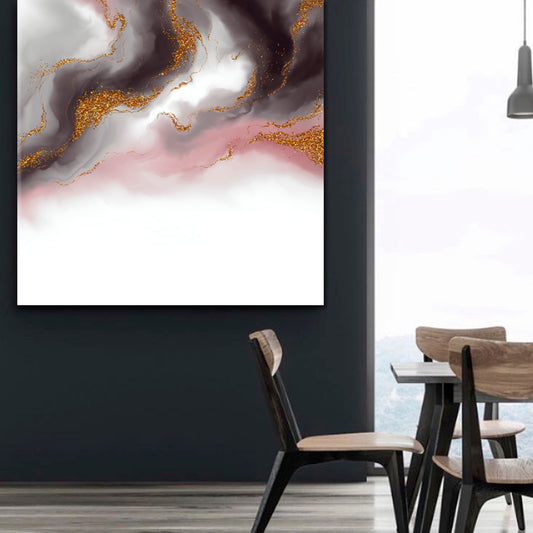 WAVE Marble Beautiful Trendy Art - Square Panel Fluid Art, Oriental Marbling Canvas Print Artesty