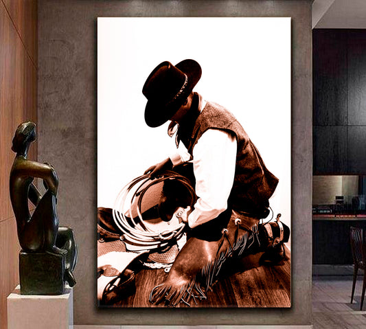 BUCKAROO Texas Ranger Great Basin Style Cowboy Way Buckaroo Wild Rags - V Vintage Affordable Canvas Print Artesty