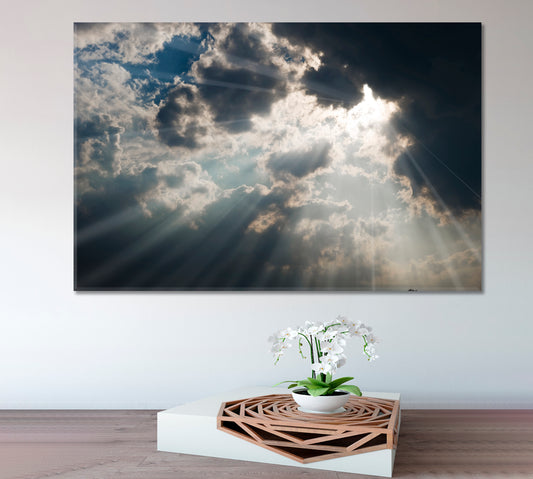 Clouds Dramatic Light Sunbeams Beautiful Sky Land Skyscape Canvas Artesty 1 panel 24" x 16"