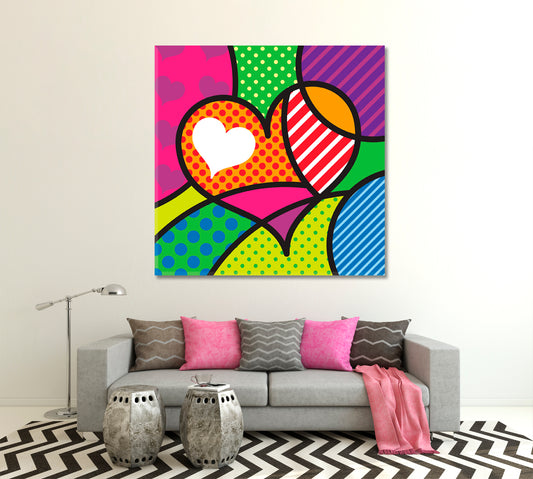 HEART FORM LOVE Colorful Modern Pop Art Abstract Pop Art Canvas Print Artesty 1 Panel 12"x12"