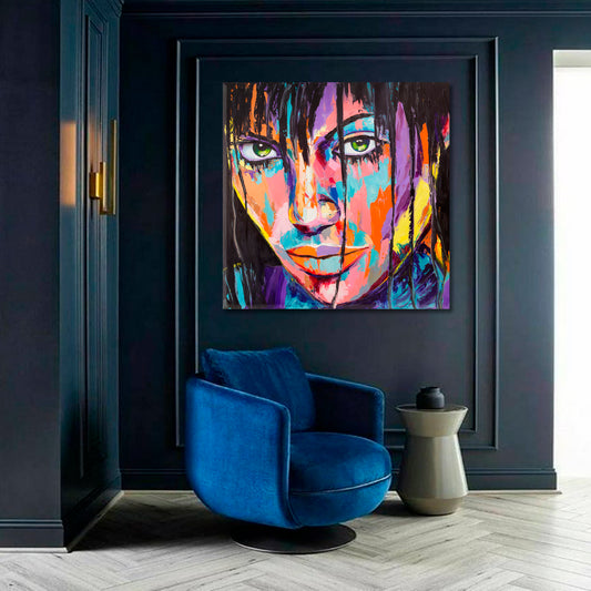 EXPRESSIONS Beautiful Woman - Square Panel People Portrait Wall Hangings Artesty 1 Panel 12"x12"