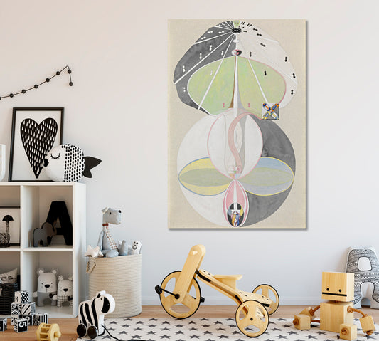 Abstract Hilma Klint Style Forms Shapes Lines Soft Pastel | Vertical Abstract Art Print Artesty