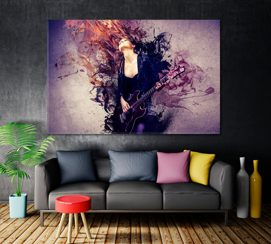 GRUNGE ROCK MUSIC Electric Guitar Musician Photo Art Artesty 1 panel 24" x 16"