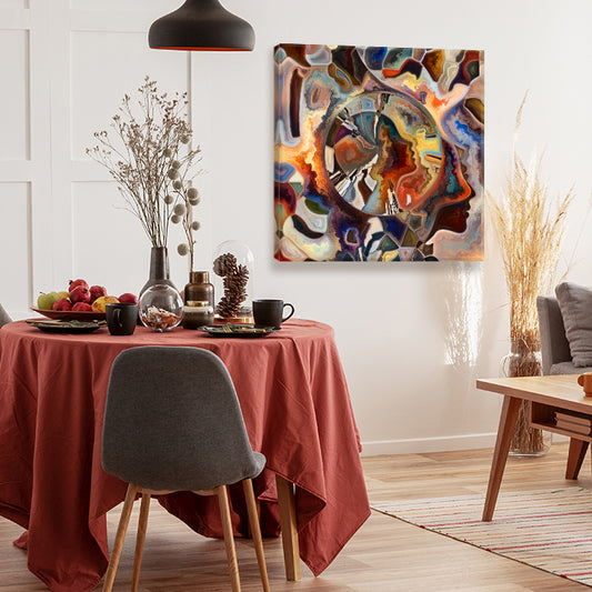 Human Silhouettes in Colors and Shapes Abstract Square Panel Contemporary Art Artesty 1 Panel 12"x12"