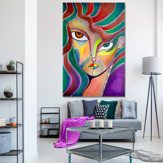 INSPIRED BY PICASSO Artistic Abstract Portrait Cubism Cubist Trendy Large Art Print Artesty