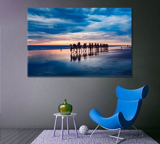 CAMELCADE Camels Shore Sunset Cable Beach Australia Landscape Scenery Landscape Fine Art Print Artesty