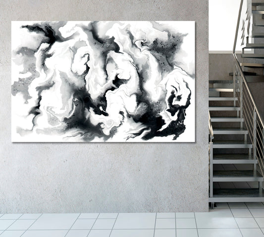 Black and White Fluid Marbling Black and White Wall Art Print Artesty