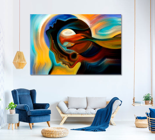 Life In Forms And Lines Human Face And Colorful Abstract Shapes Consciousness Art Artesty 1 panel 24" x 16"