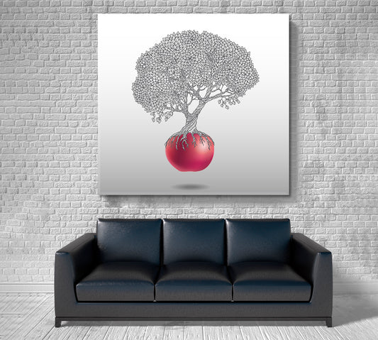 Old Tree Red Apple Artwork Pos Artesty 1 Panel 12"x12"