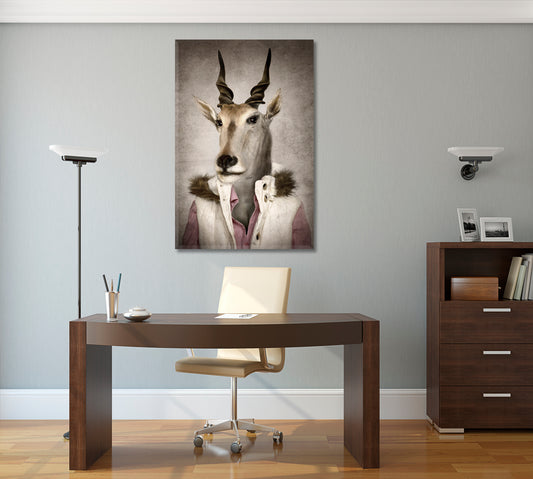 Stylish Hipster Animals Trendy Vintage Style Poster Animals Canvas Print Artesty