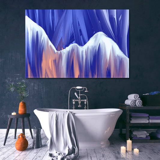 Purple Peach Brush Strokes Abstract Mountains Landscape Modern Art Abstract Art Print Artesty