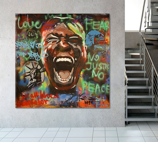 ALL WE NEED IS LOVE | Poster Grunge Banksy Graffiti Style Canvas Print - Square Contemporary Art Artesty