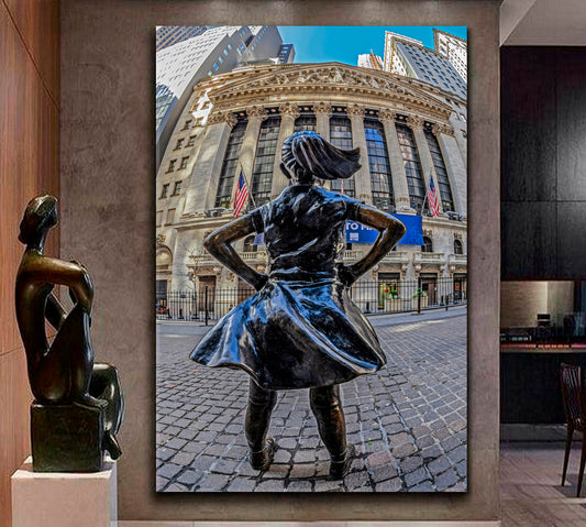 Fearless Girl - V Famous Landmarks Artwork Print Artesty