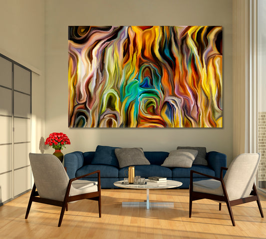 COLORED FLAME LINES Abstract Contemporary Art Contemporary Art Artesty 1 panel 24" x 16"