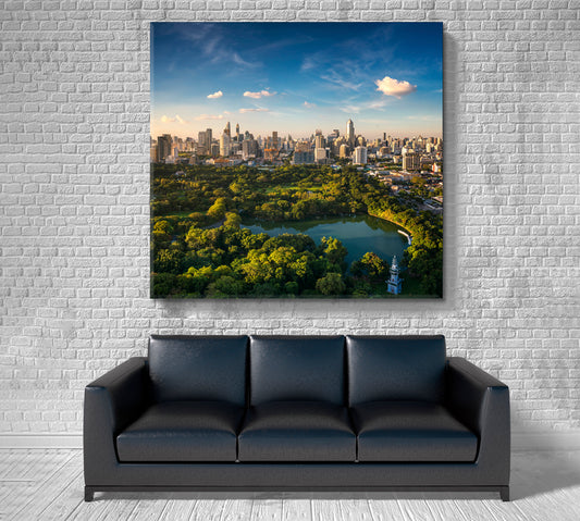 Lumpini Park Bangkok City Thailand Panoramic Landscape Famous Landmarks Artwork Print Artesty