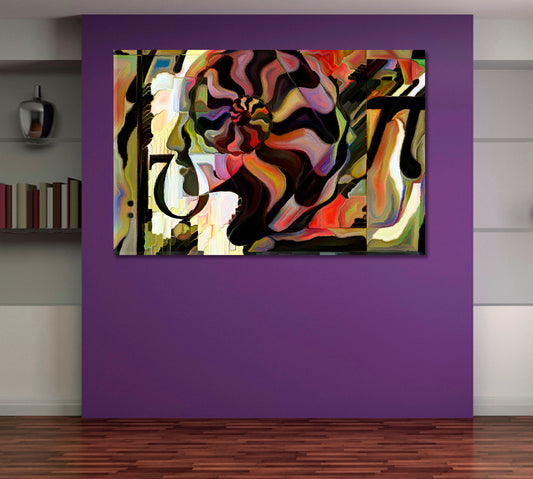 Unity Of Nature, Human And Seashell Abstract Symbols Mosaic Pattern Abstract Art Print Artesty 1 panel 24" x 16"