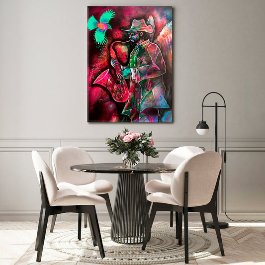 ANGEL Cubism Musician Sax Man Saxophone Music Wall Panels Artesty