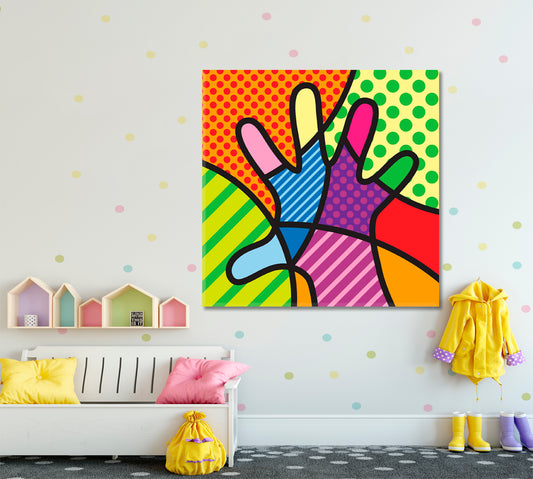 HAND Colorful Modern Pop Art Abstract Pop Art Canvas Print Artesty