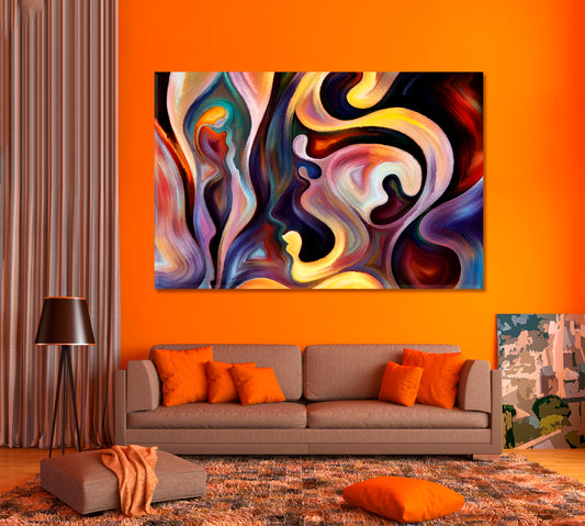 Colors of the Mind Graceful Profile Lines Abstraction Abstract Art Print Artesty 1 panel 24" x 16"