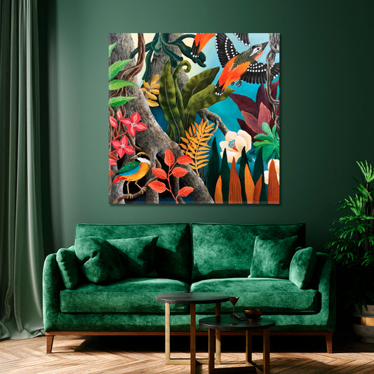 TROPICAL VIBES Jungle Abstract Contemporary Painting Tropical, Exotic Art Print Artesty