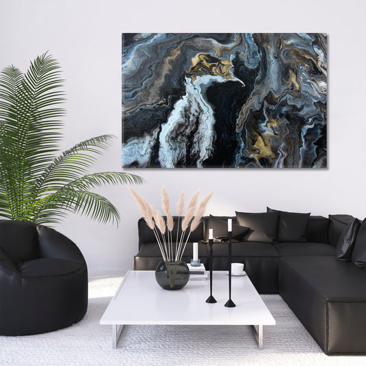 Marble Texture Abstract Contemporary Art Fluid Painting Pattern Giclée Print Fluid Art, Oriental Marbling Canvas Print Artesty