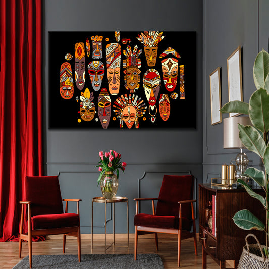 AFRICAN Face Masks Abstract Tribal Ethnic Abstract Art Print Artesty