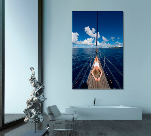 ADVENTURE Ocean Prow Sailing Ship Traveling Around Ink Canvas Print Artesty