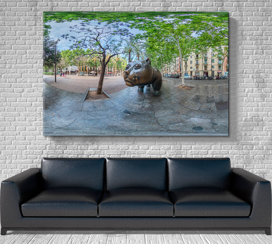 Bizarre Cat Famous Sculpture by Fernando Botero El Gato Barcelona Famous Landmarks Artwork Print Artesty
