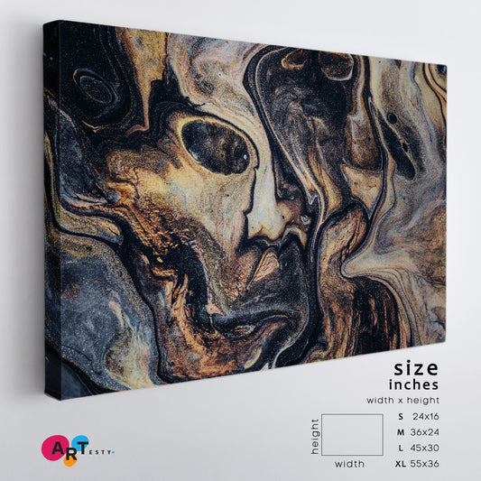 Trendy Marble Fluid Art, Oriental Marbling Canvas Print Artesty 1 panel 24" x 16"