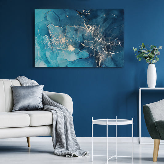 Modern Fluid Art Ink Colors Translucent Abstract Marble Fluid Art, Oriental Marbling Canvas Print Artesty 1 panel 24" x 16"