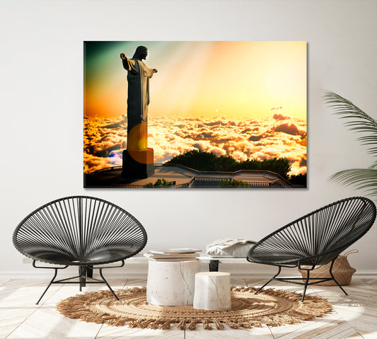 Statue Christ Redeemer Rio de Janeiro Canvas Print Famous Landmarks Artwork Print Artesty 1 panel 24" x 16"