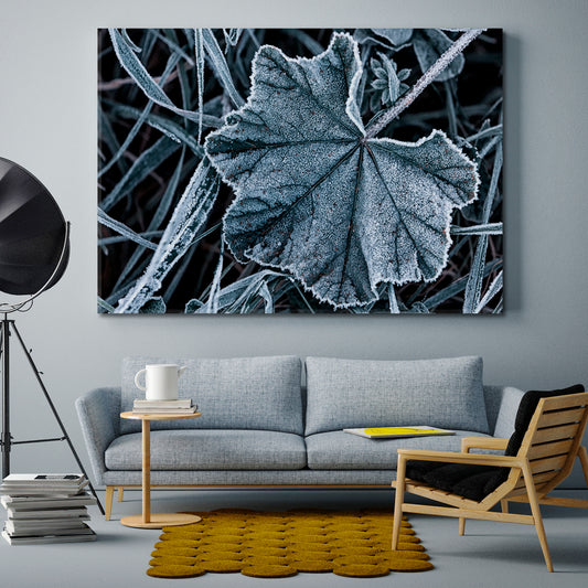 ABSTRACT NATURALISM Frost Pattern Leaf Ice Crystals Floral & Botanical Split Art Artesty 1 panel 24" x 16"